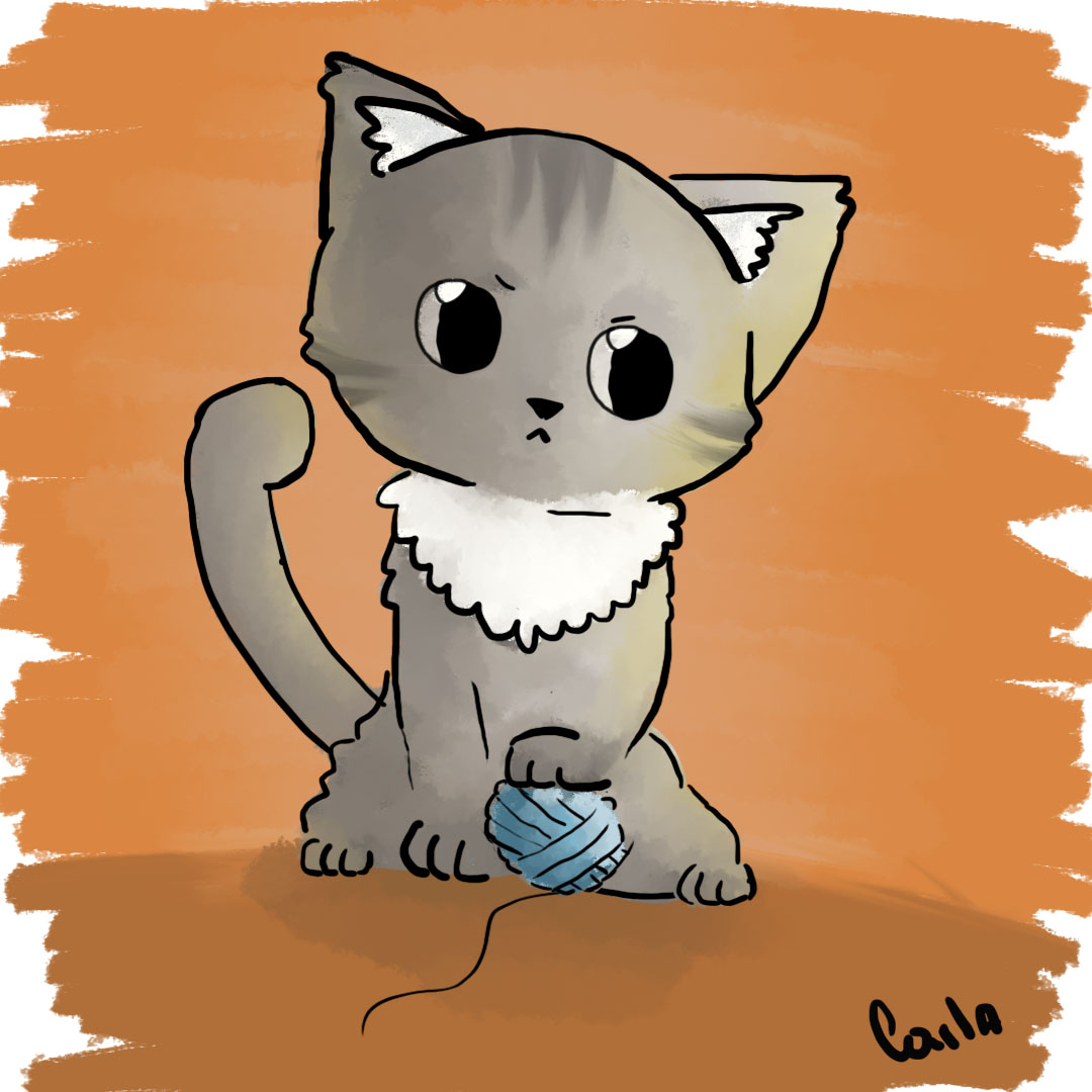 Este dibujo fue hecho cuando estaba empezando con Photoshop, practicaba con algunos pinceles nuevos, use como inspiración a mi gatita llamada kiara, utilice sus tonalidades de grises y como fondo use el naranjo. Si quieren ver mas dibujos míos visita mi Instagram